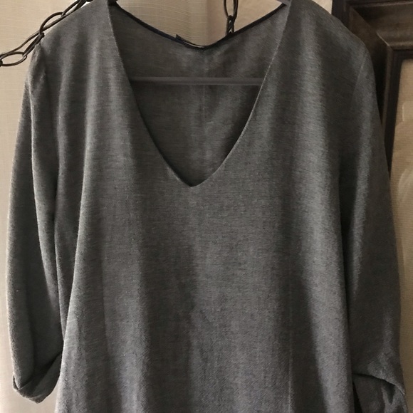 Zara Trafaluc Grey Maxi Dress w 3/4 Sleeves V Neck - Picture 4 of 9